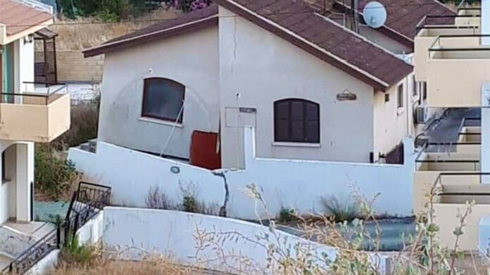 Pissouri landslide damaged house